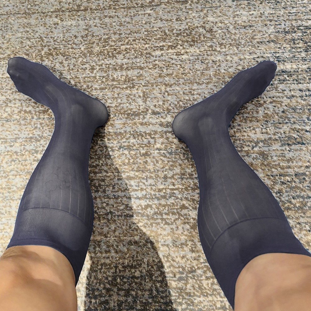 Pour vêtements d'affaires hommes rayures robe chaussettes bas tube transparent - Picture 18 of 62