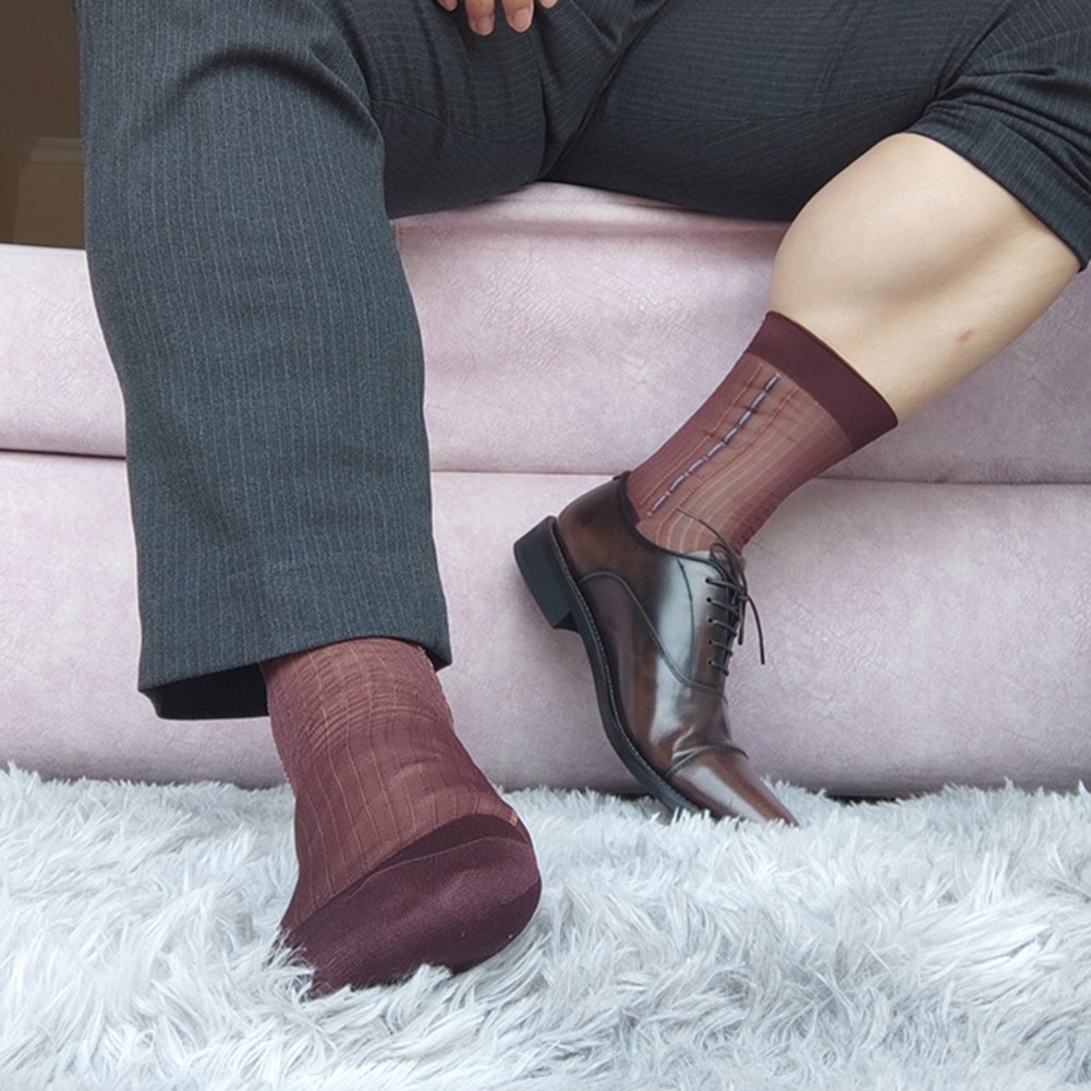 Transparente ultradünne Herrensocken mit Streifendesign für den geschäftlichen Gebrauch - Bild 39 von 45