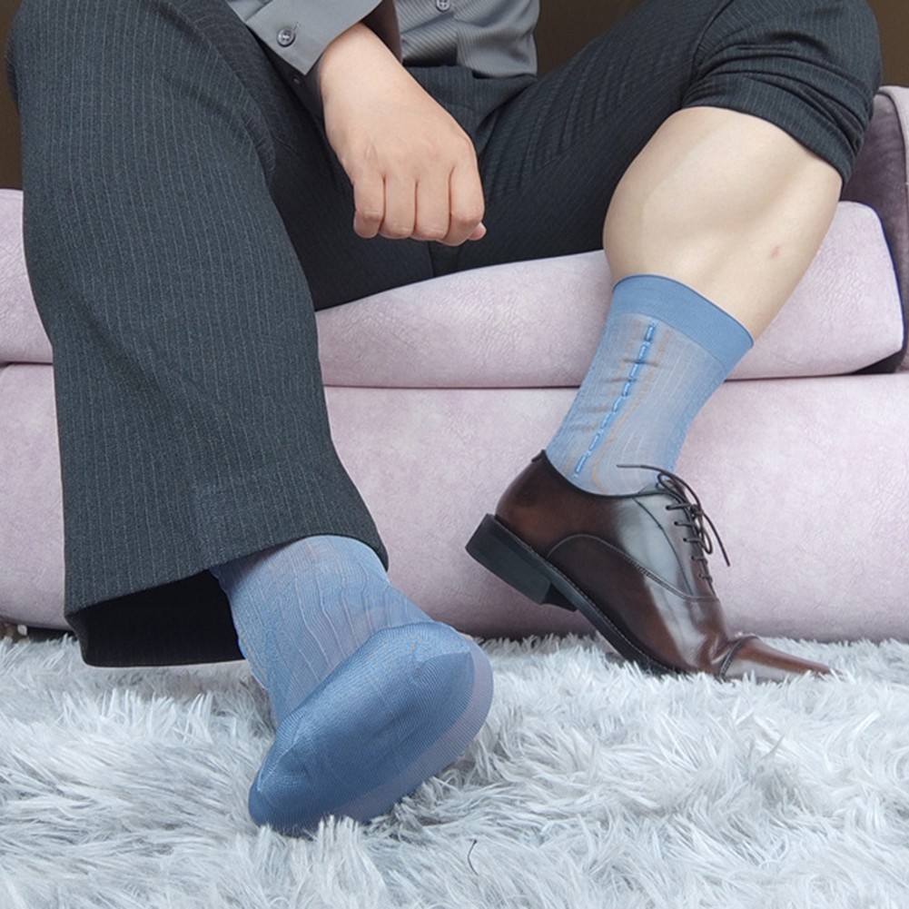 Transparente ultradünne Herrensocken mit Streifendesign für den geschäftlichen Gebrauch - Bild 44 von 45