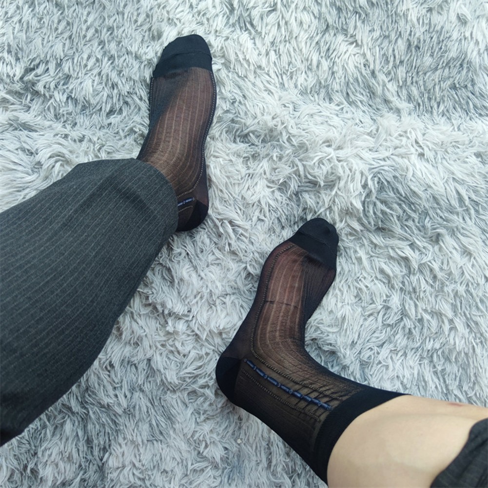 Transparente ultradünne Herrensocken mit Streifendesign für den geschäftlichen Gebrauch - Bild 17 von 45