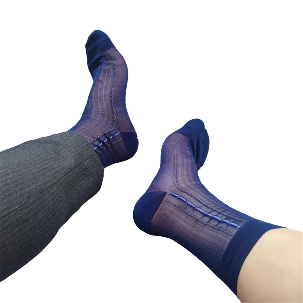 Transparente ultradünne Herrensocken mit Streifendesign für den geschäftlichen Gebrauch - Bild 22 von 45