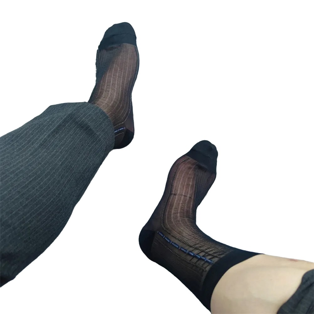 Transparente ultradünne Herrensocken mit Streifendesign für den geschäftlichen Gebrauch - Bild 16 von 45