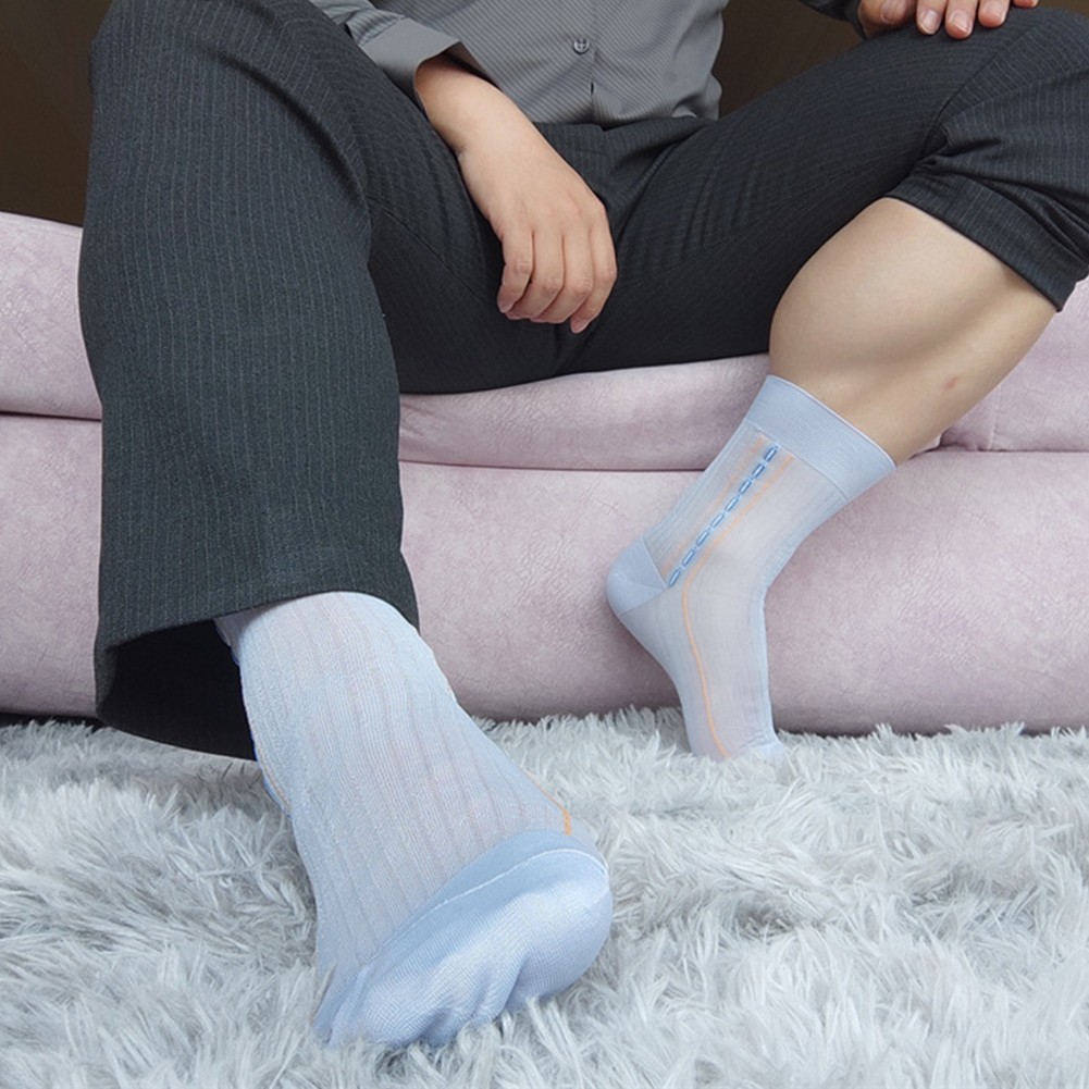 Transparente ultradünne Herrensocken mit Streifendesign für den geschäftlichen Gebrauch - Bild 36 von 45