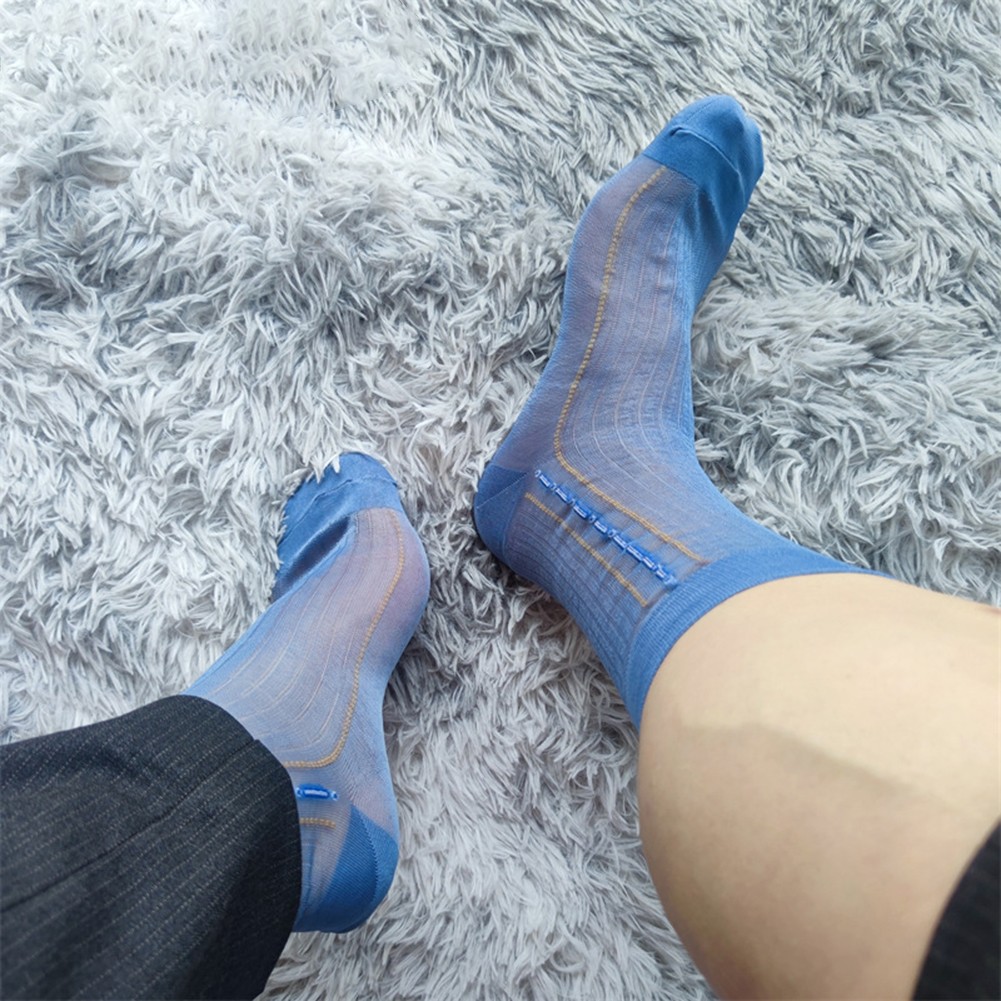 Transparente ultradünne Herrensocken mit Streifendesign für den geschäftlichen Gebrauch - Bild 41 von 45