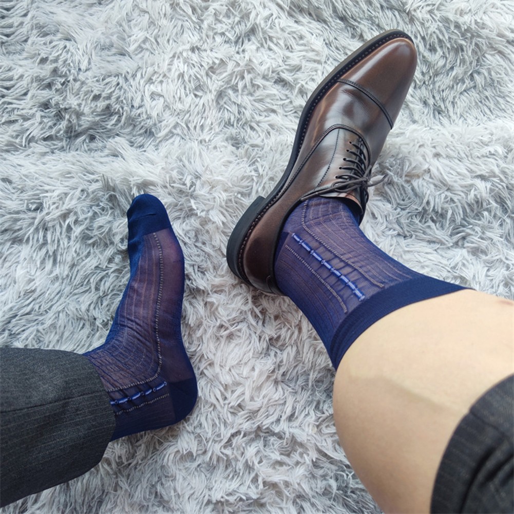 Transparente ultradünne Herrensocken mit Streifendesign für den geschäftlichen Gebrauch - Bild 26 von 45
