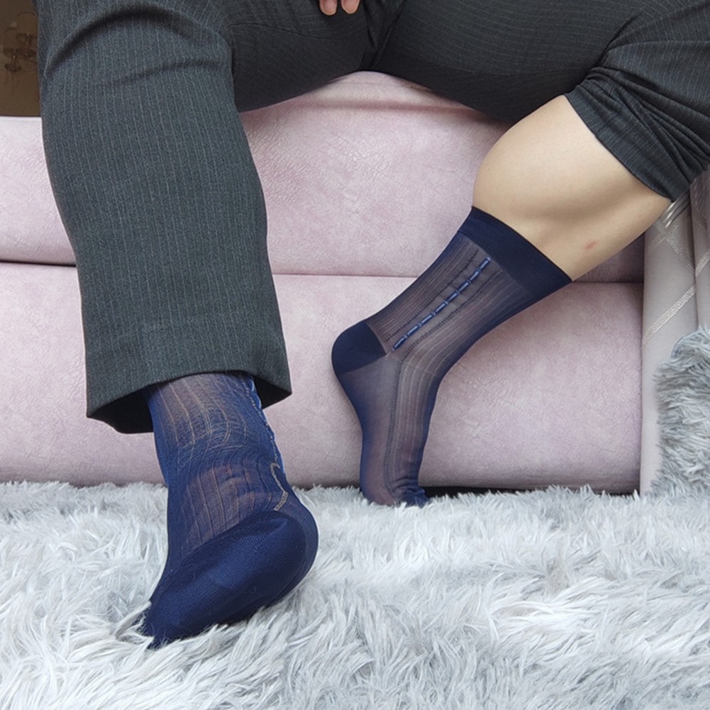 Transparente ultradünne Herrensocken mit Streifendesign für den geschäftlichen Gebrauch - Bild 23 von 45