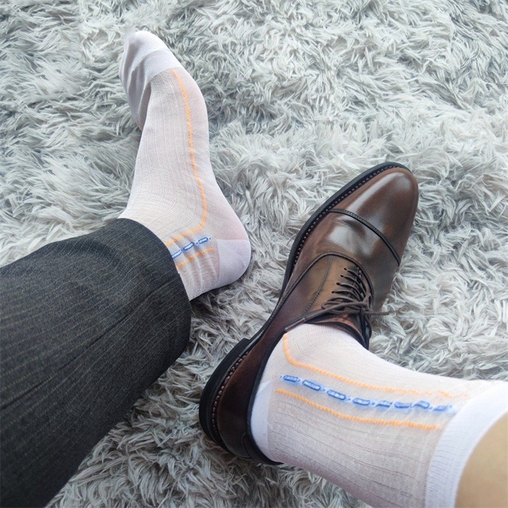 Transparente ultradünne Herrensocken mit Streifendesign für den geschäftlichen Gebrauch - Bild 27 von 45