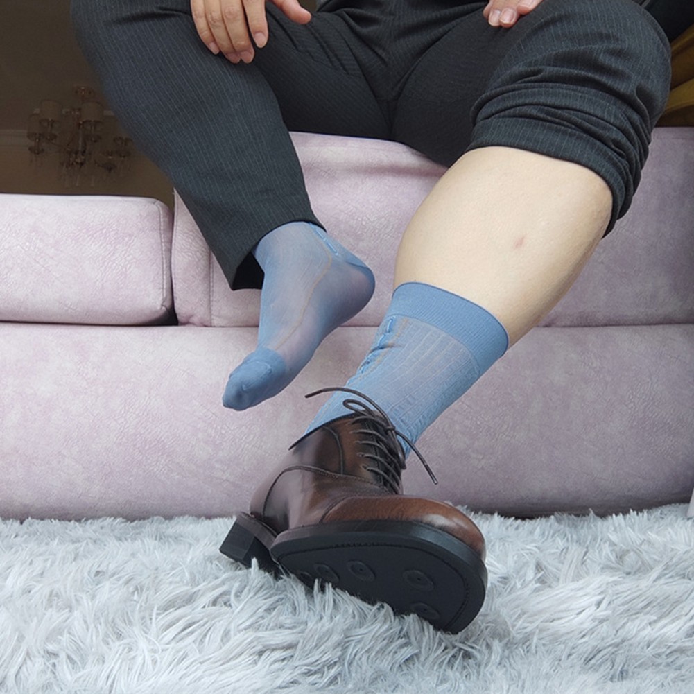 Transparente ultradünne Herrensocken mit Streifendesign für den geschäftlichen Gebrauch - Bild 42 von 45