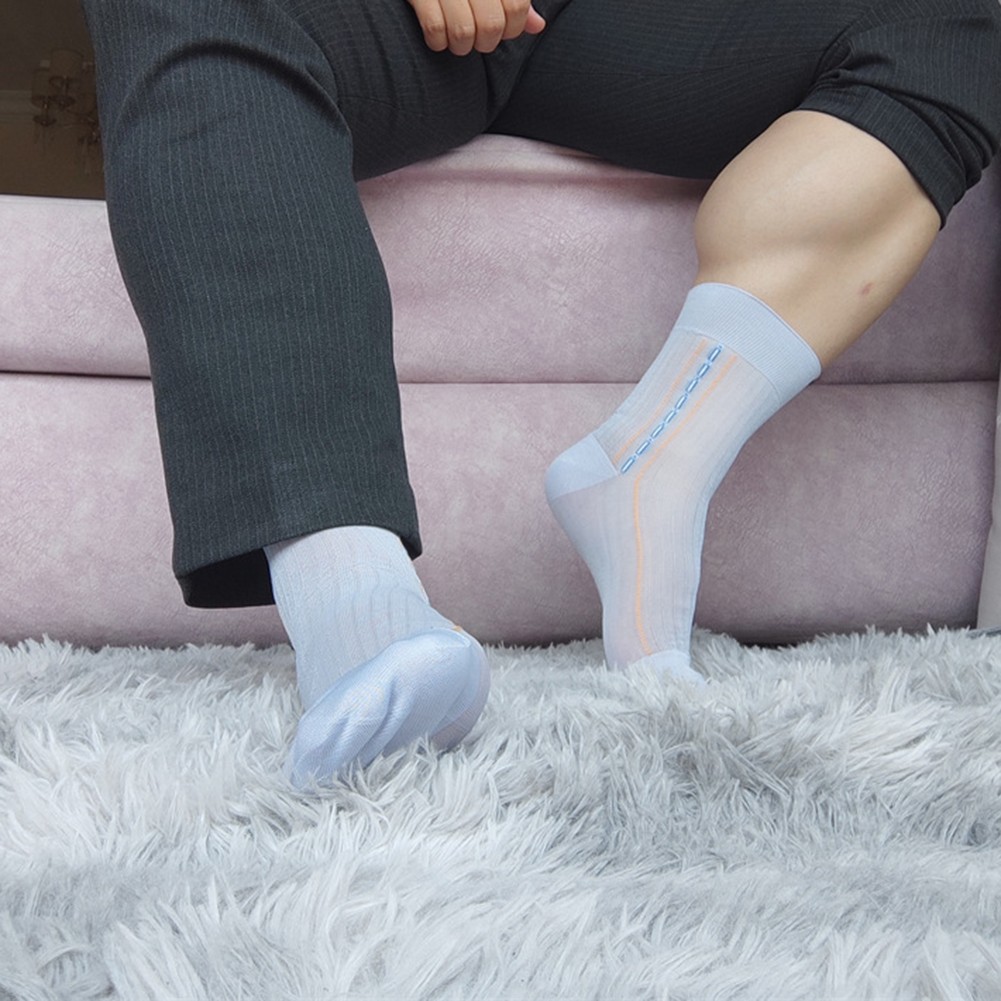 Transparente ultradünne Herrensocken mit Streifendesign für den geschäftlichen Gebrauch - Bild 35 von 45