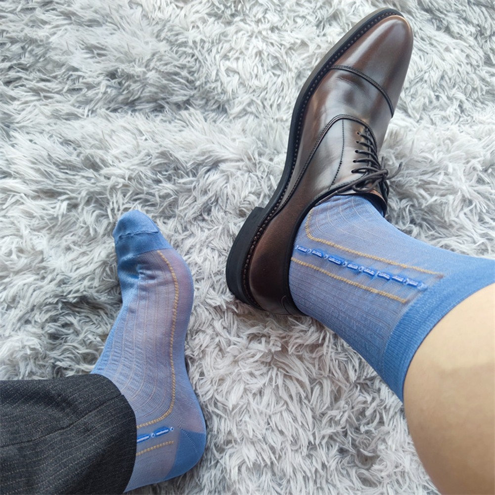 Transparente ultradünne Herrensocken mit Streifendesign für den geschäftlichen Gebrauch - Bild 43 von 45