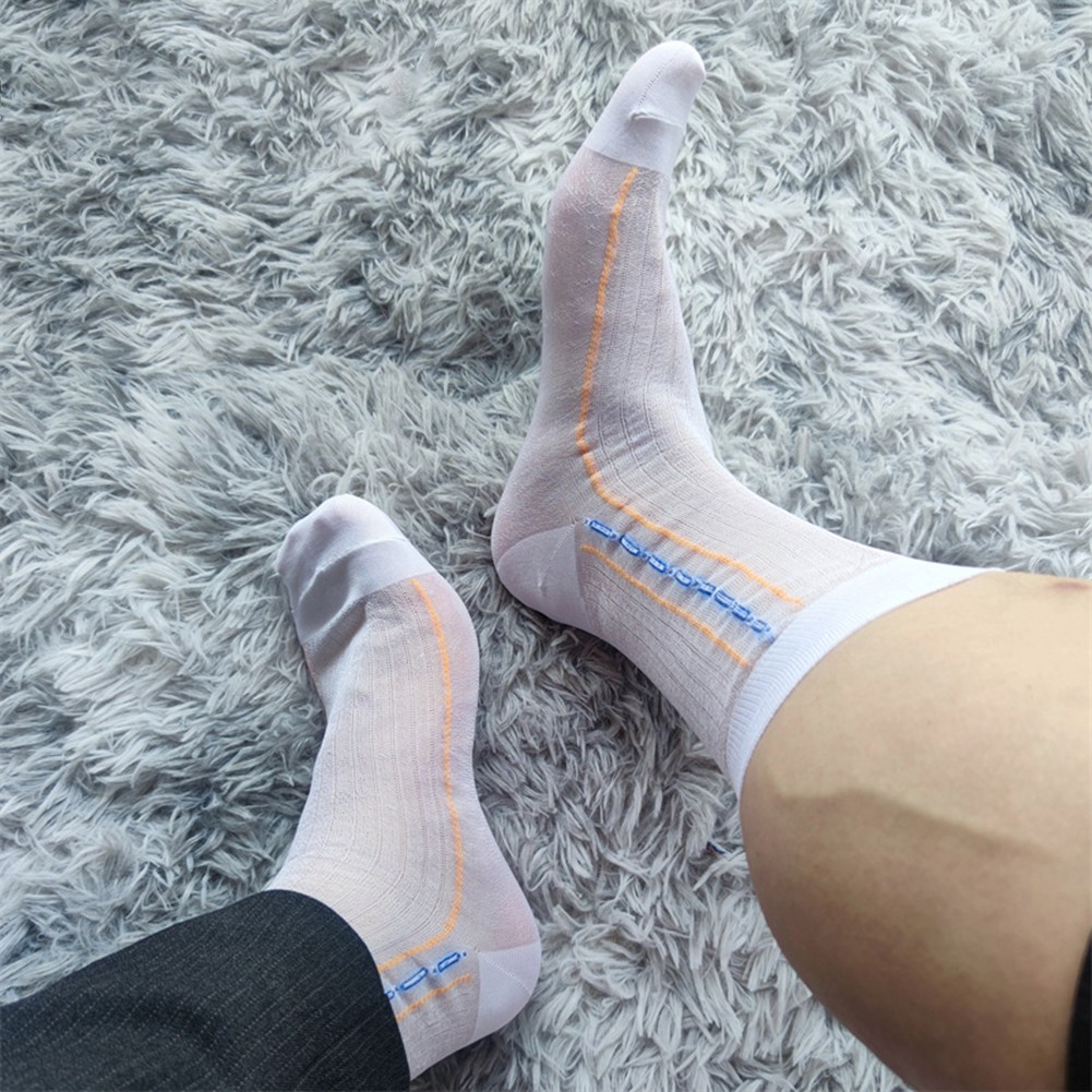 Transparente ultradünne Herrensocken mit Streifendesign für den geschäftlichen Gebrauch - Bild 28 von 45