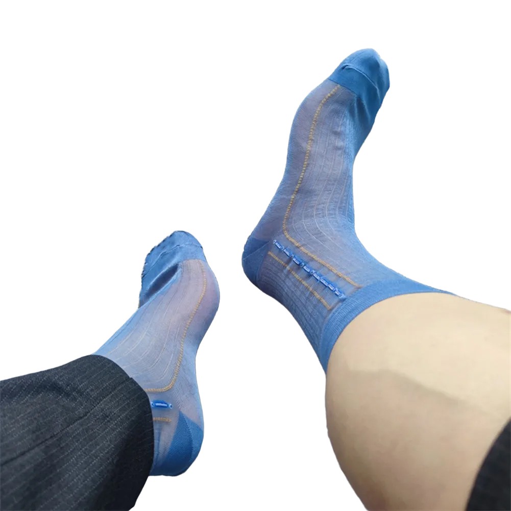 Transparente ultradünne Herrensocken mit Streifendesign für den geschäftlichen Gebrauch - Bild 45 von 45