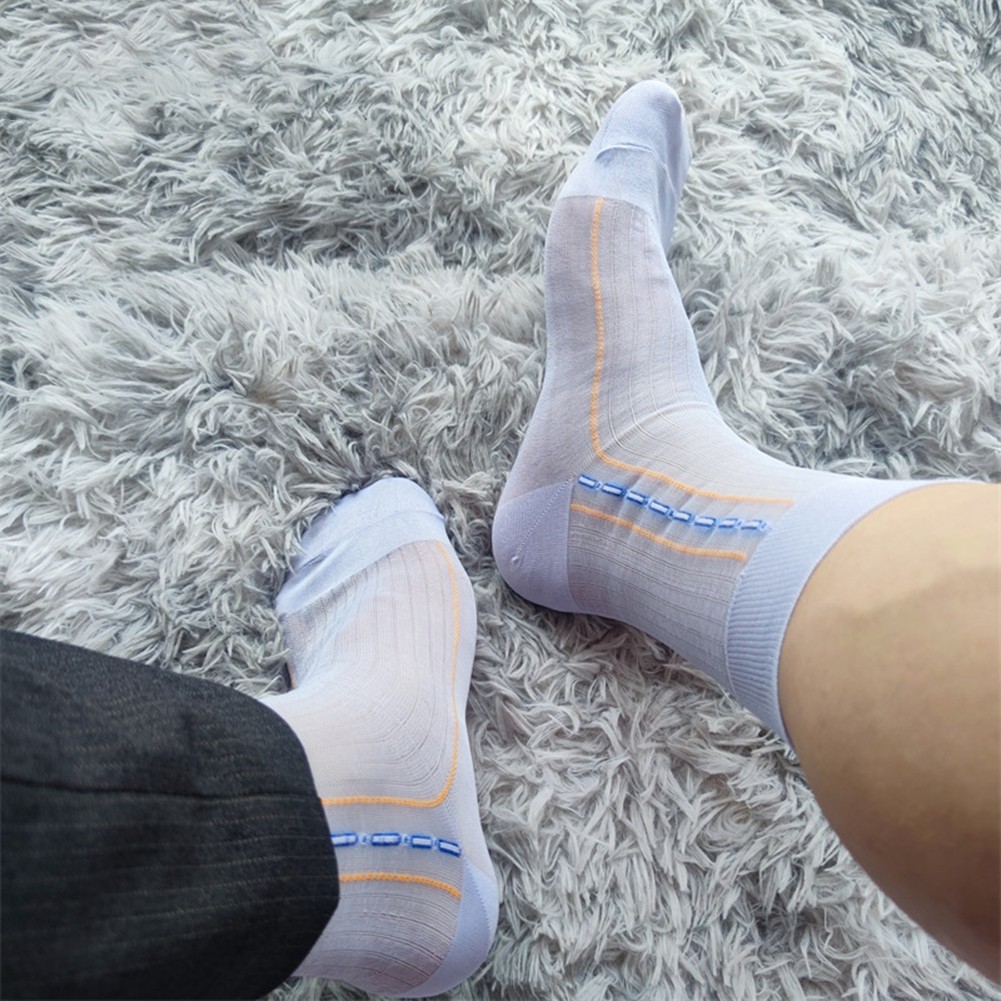 Transparente ultradünne Herrensocken mit Streifendesign für den geschäftlichen Gebrauch - Bild 34 von 45