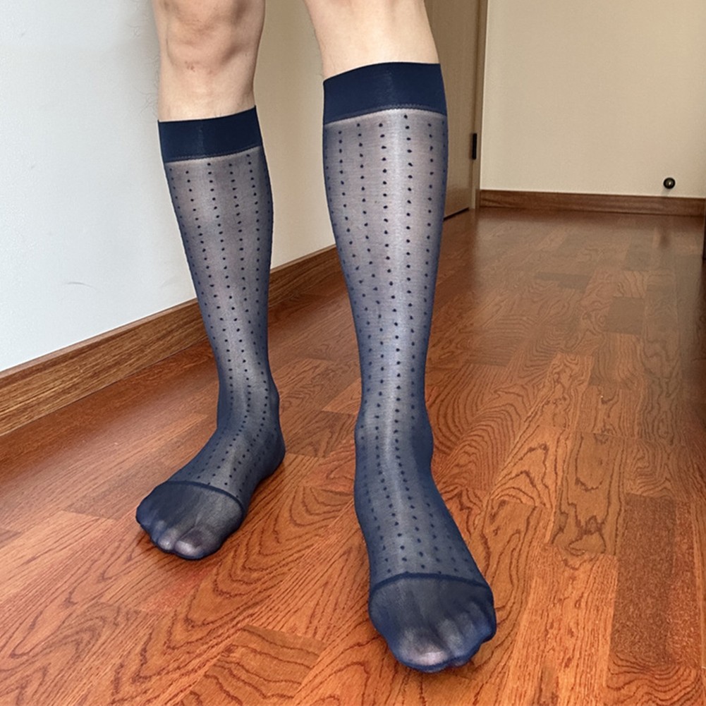 Men Polka Dot Sheer Dress Socks Ultra Thin Formal Wear for Business Attire