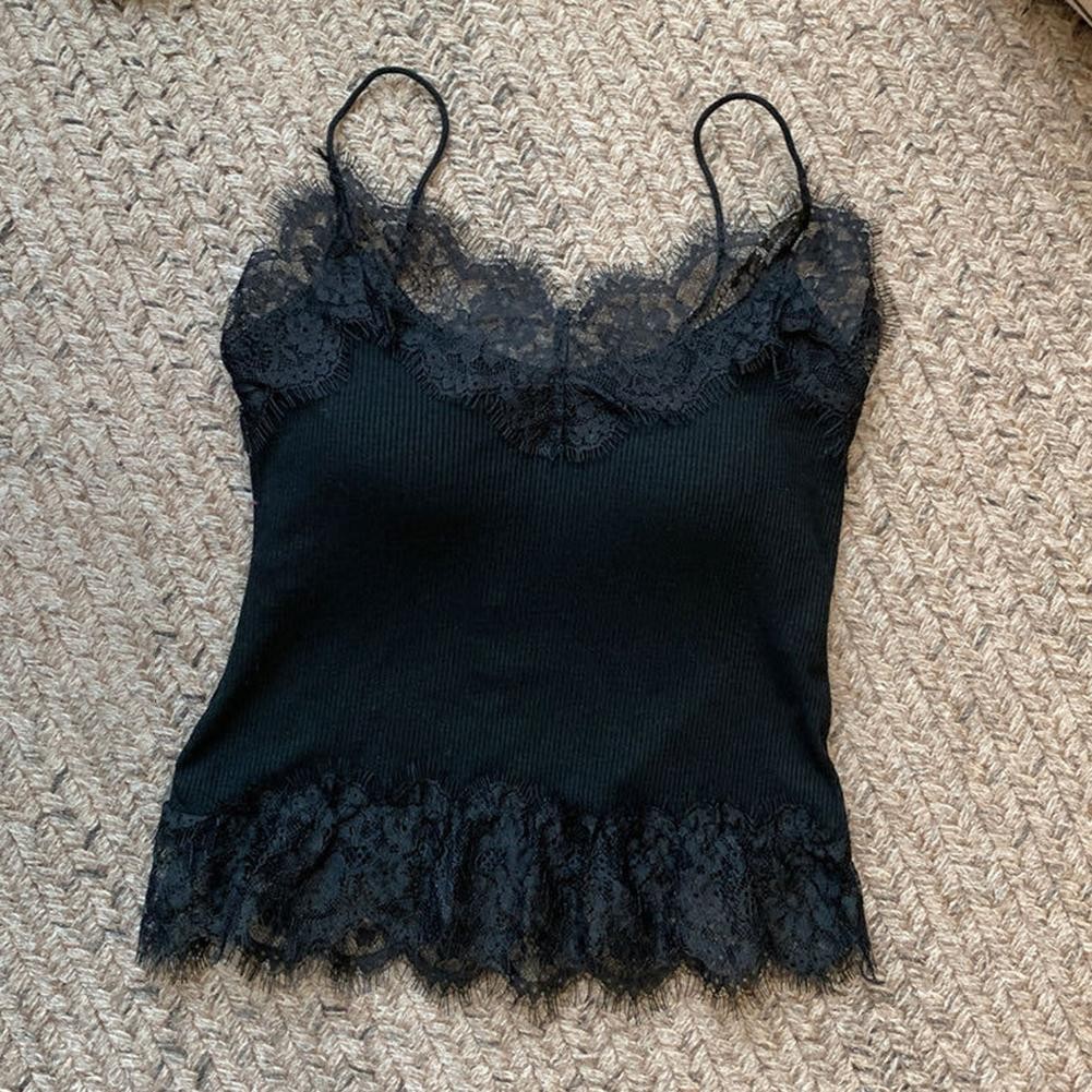 Casual Women's Solid Vneck Vest with Elegant Lace Detailing for All Events - Picture 13 of 13