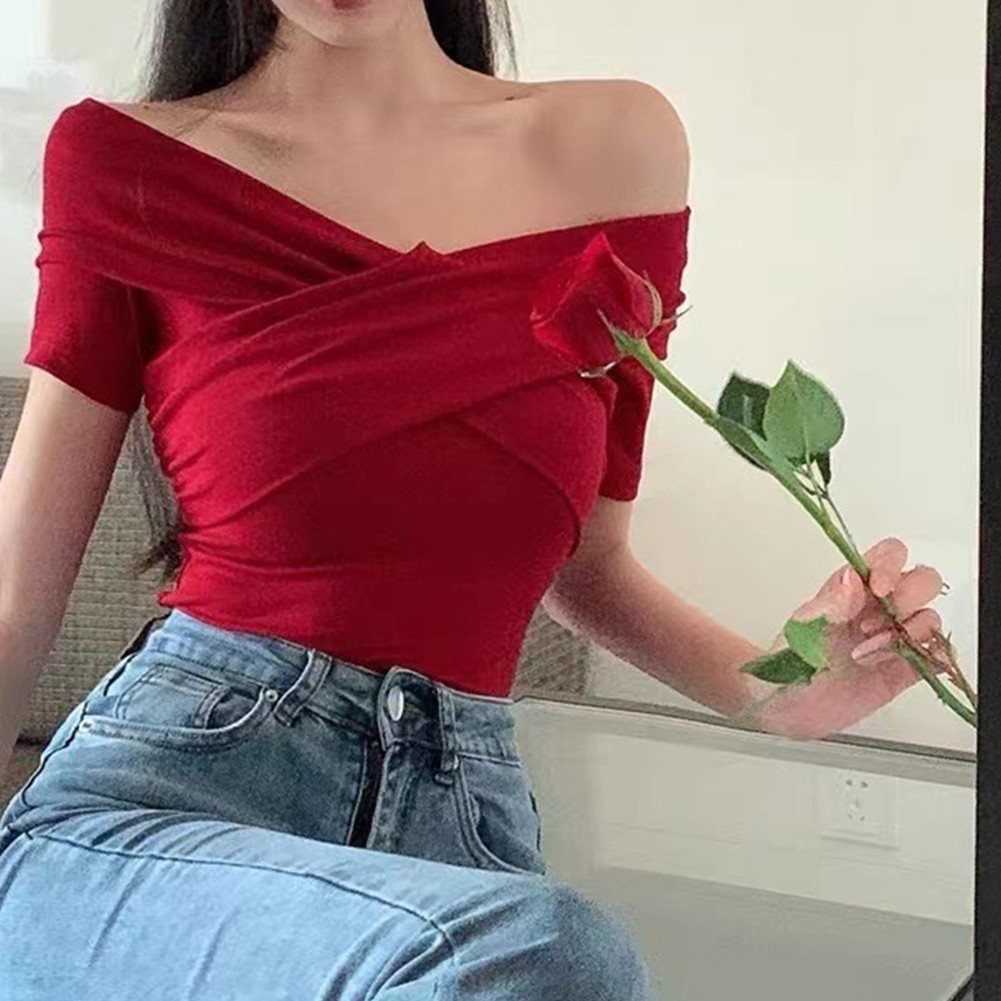 Womens 2025 Summer Solid Color Short T Shirt for Vacation and Daily Activities - Picture 29 of 46