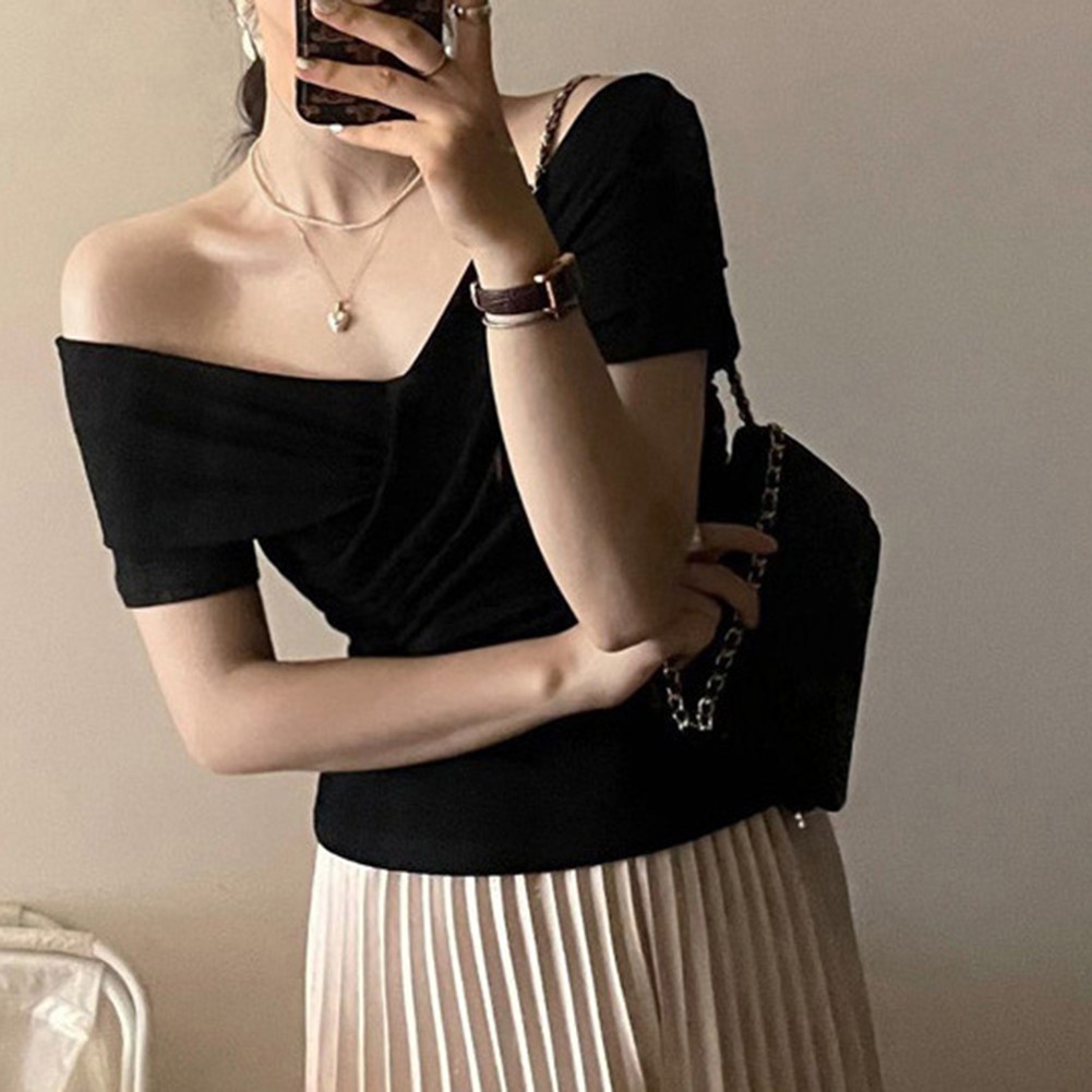 Womens 2025 Summer Solid Color Short T Shirt for Vacation and Daily Activities - Picture 35 of 46