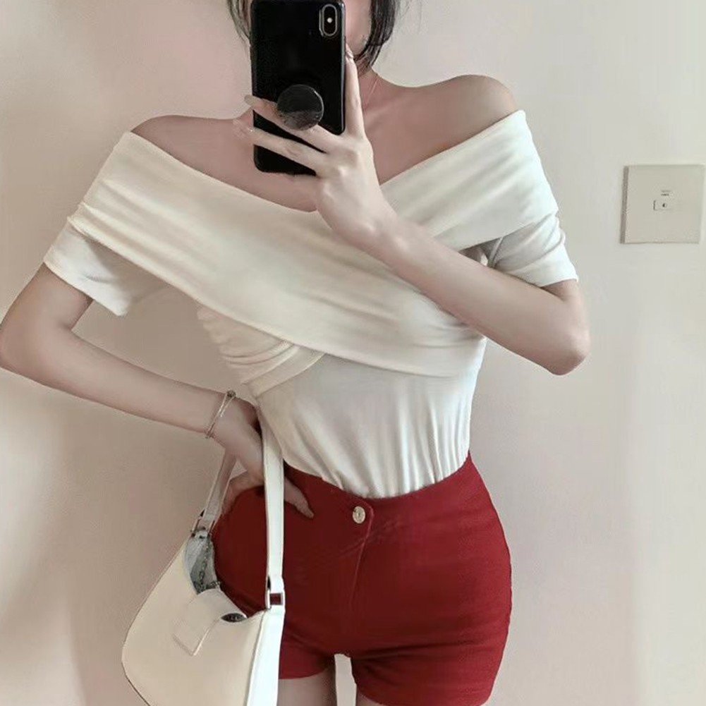 Womens 2025 Summer Solid Color Short T Shirt for Vacation and Daily Activities - Picture 45 of 46