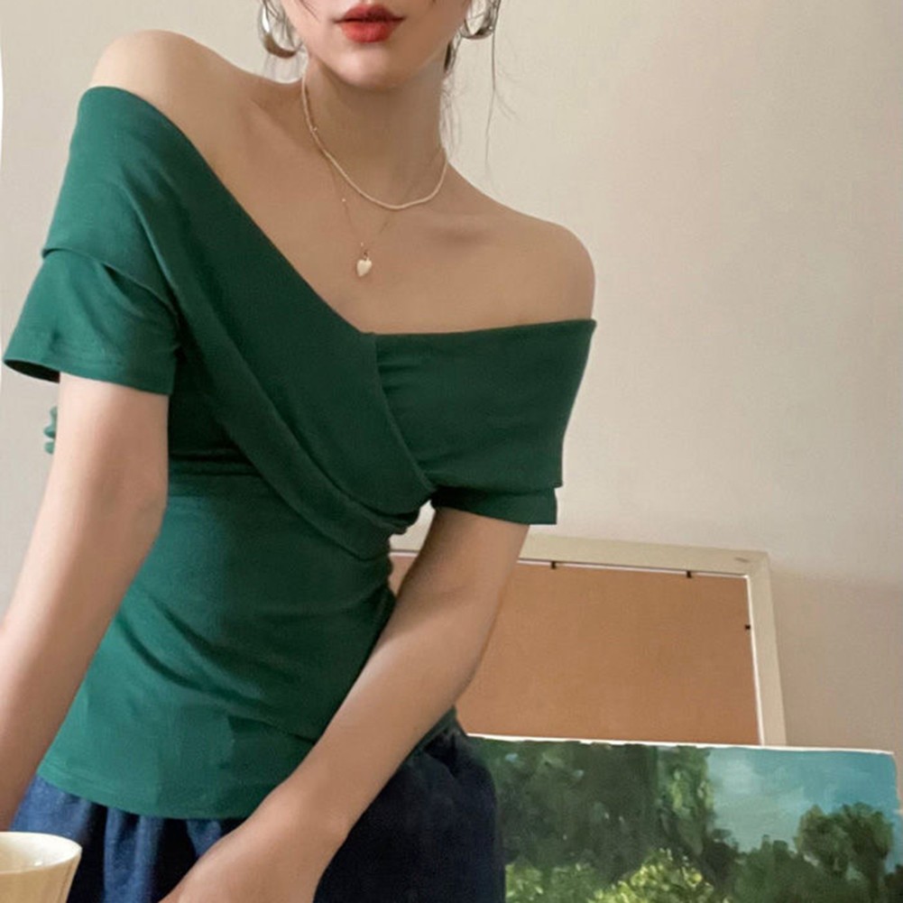 Womens 2025 Summer Solid Color Short T Shirt for Vacation and Daily Activities - Picture 23 of 46