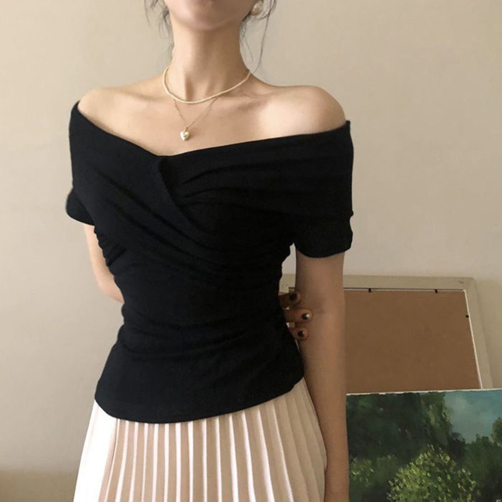 Womens 2025 Summer Solid Color Short T Shirt for Vacation and Daily Activities - Picture 37 of 46