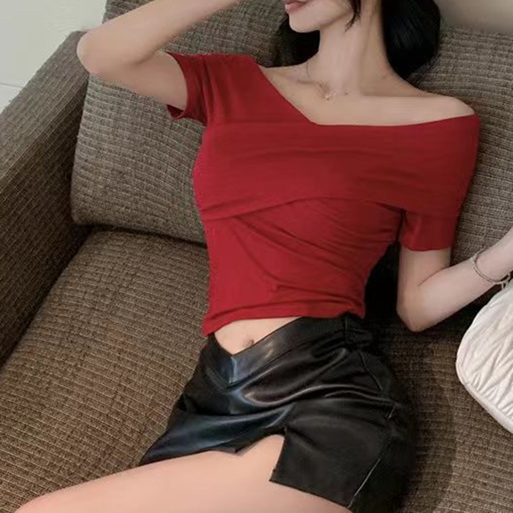 Womens 2025 Summer Solid Color Short T Shirt for Vacation and Daily Activities - Picture 31 of 46