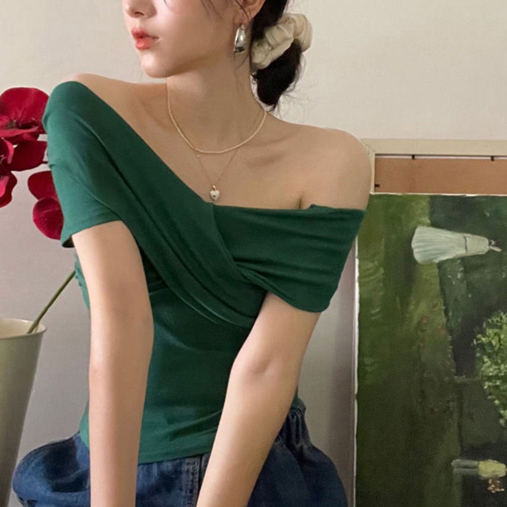 Womens 2025 Summer Solid Color Short T Shirt for Vacation and Daily Activities - Picture 28 of 46