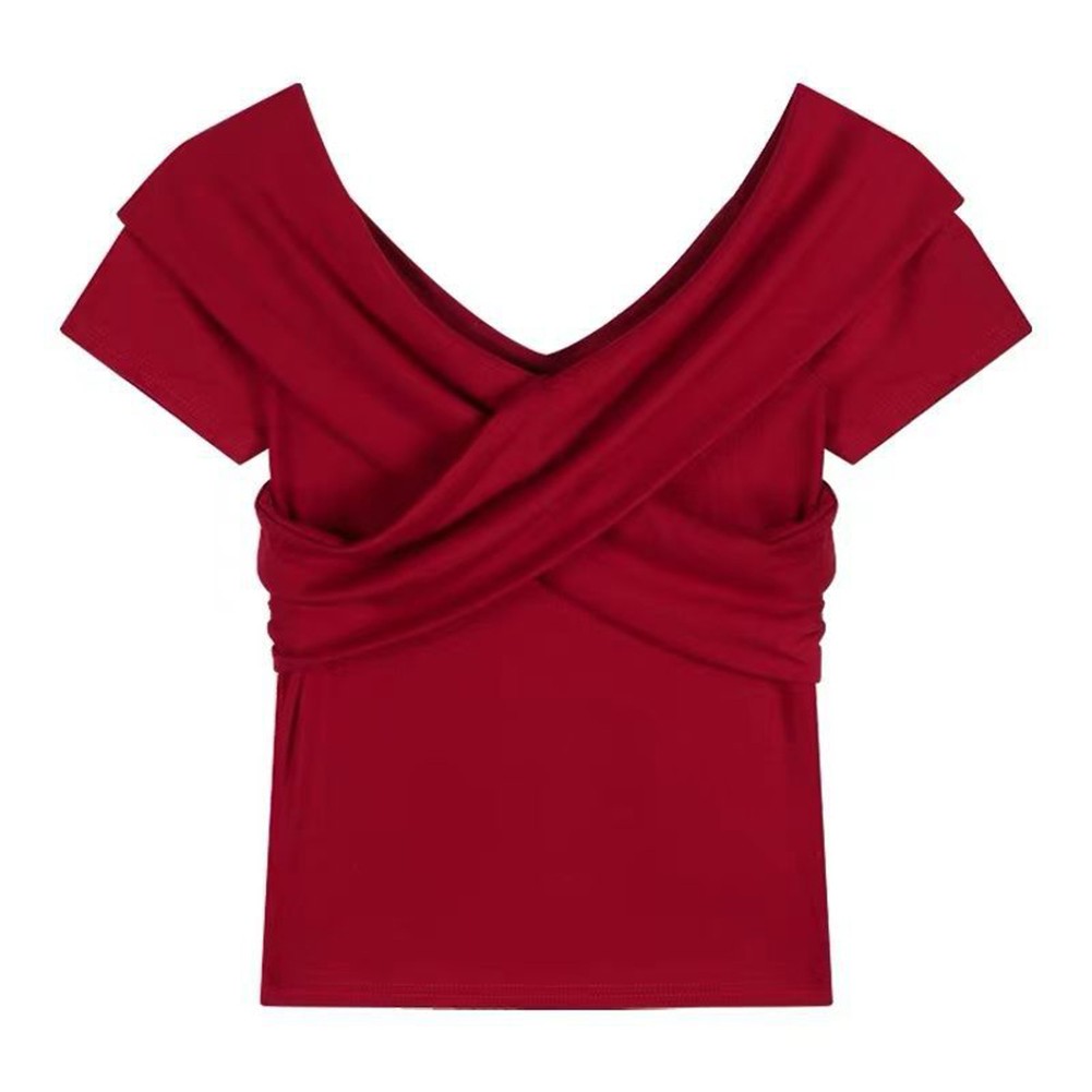 Womens 2025 Summer Solid Color Short T Shirt for Vacation and Daily Activities - Picture 30 of 46