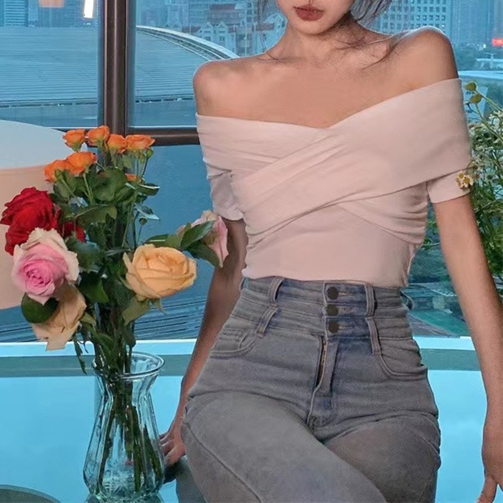 Womens 2025 Summer Solid Color Short T Shirt for Vacation and Daily Activities - Picture 40 of 46