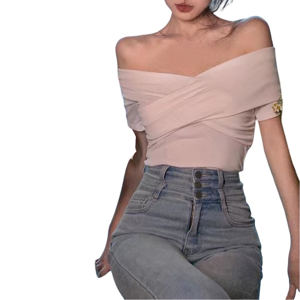 Womens 2025 Summer Solid Color Short T Shirt for Vacation and Daily Activities - Picture 43 of 46