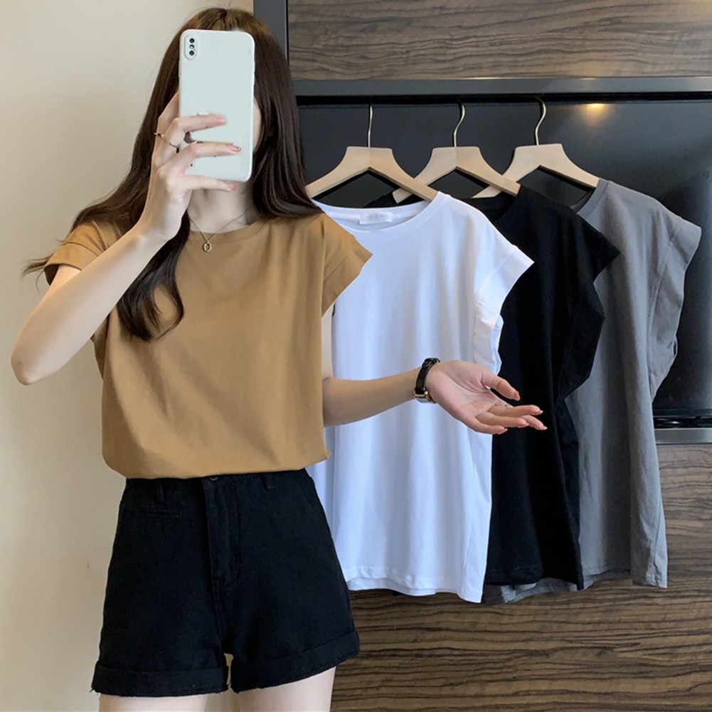 Essential Women Summer Tops Loose Sleeveless TShirts Solid Color M 2XL - Picture 18 of 40