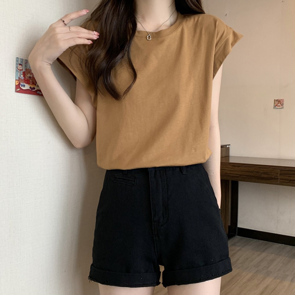 Essential Women Summer Tops Loose Sleeveless TShirts Solid Color M 2XL - Picture 16 of 40