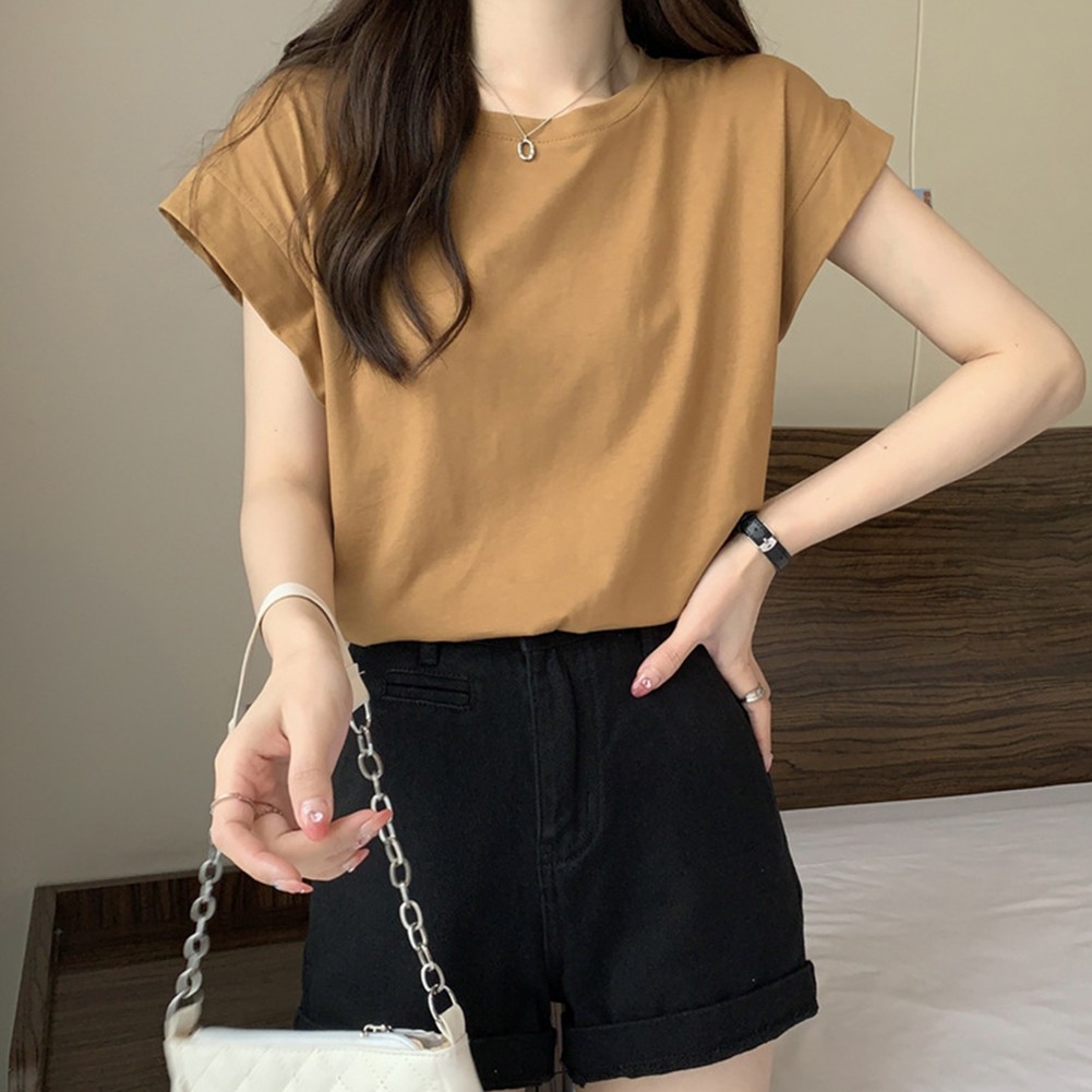 Essential Women Summer Tops Loose Sleeveless TShirts Solid Color M 2XL - Picture 13 of 40