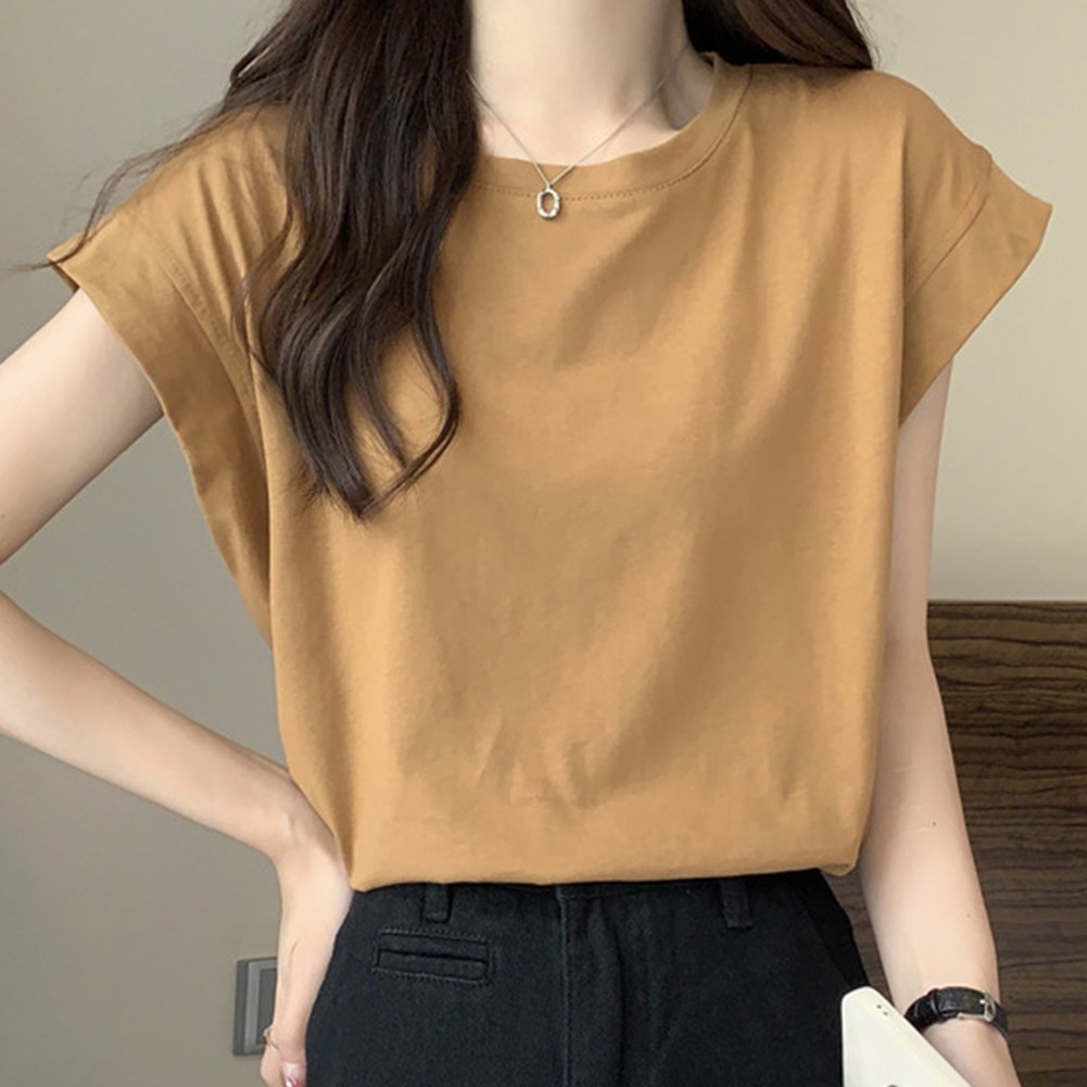 Essential Women Summer Tops Loose Sleeveless TShirts Solid Color M 2XL - Picture 19 of 40