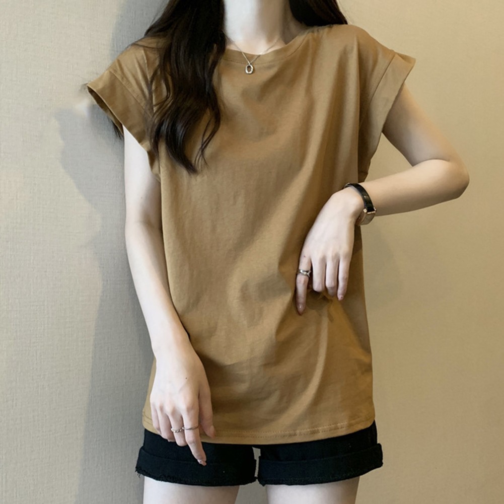Essential Women Summer Tops Loose Sleeveless TShirts Solid Color M 2XL - Picture 17 of 40