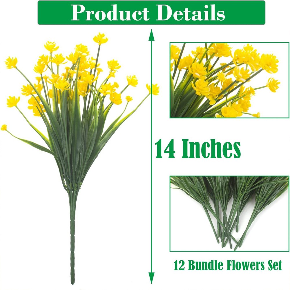 Artificial Flowers 14 Inches Tall Creative Arrangements Indoor Outdoor Use - Picture 22 of 82