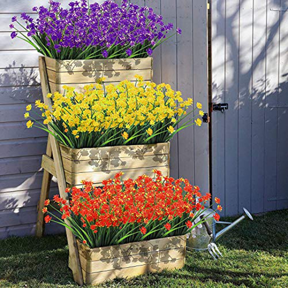 Artificial Flowers 14 Inches Tall Creative Arrangements Indoor Outdoor Use - Picture 17 of 82