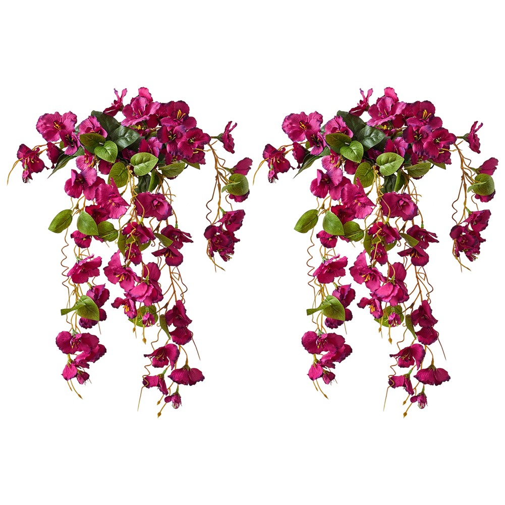 Charming 2PCS Hanging Faux Flowers with Hibiscus and Rose for Various Spaces