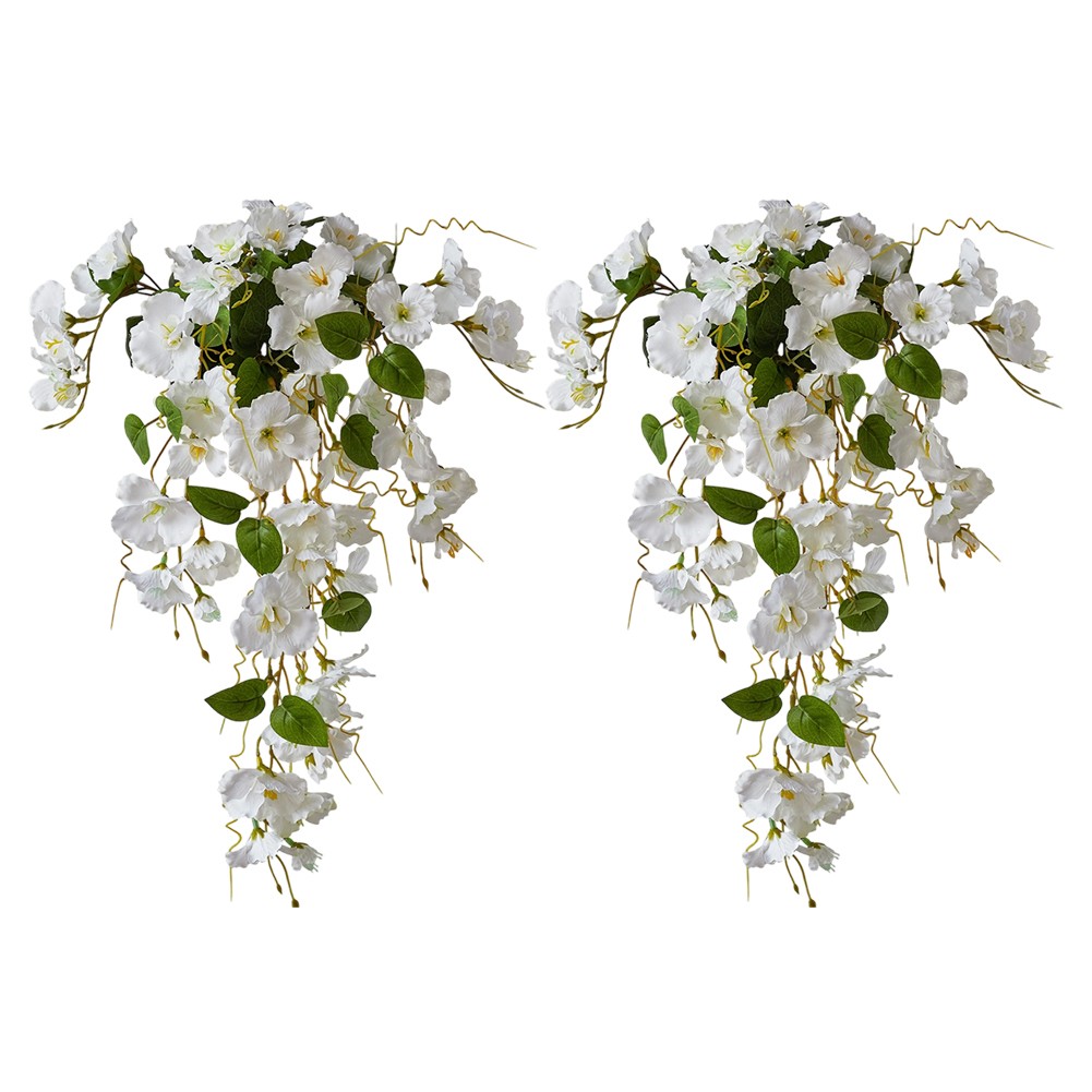 Charming 2PCS Hanging Faux Flowers with Hibiscus and Rose for Various Spaces