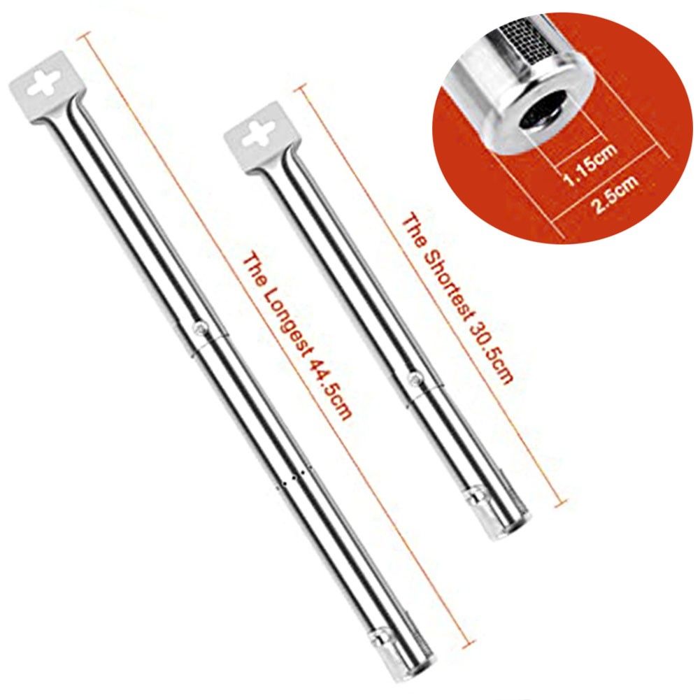 4x Universal-Grillbrenner Edelstahl Teleskopierbar 30,5-44,5 Cm - Ersatz Für Gasgrill, Inkl. Zubehör