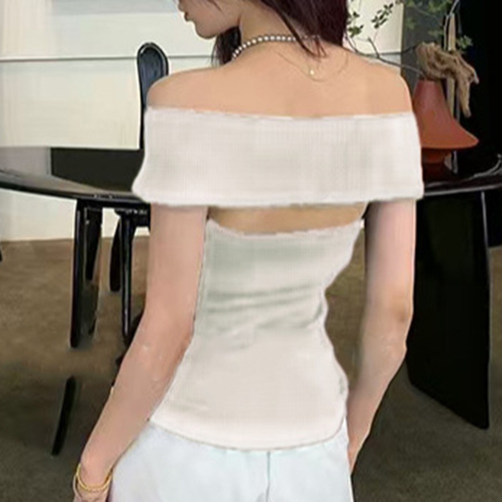 Edgy Women Off Shoulder Slim Fit Short Sleeve TShirt for Bold Fashion Choices