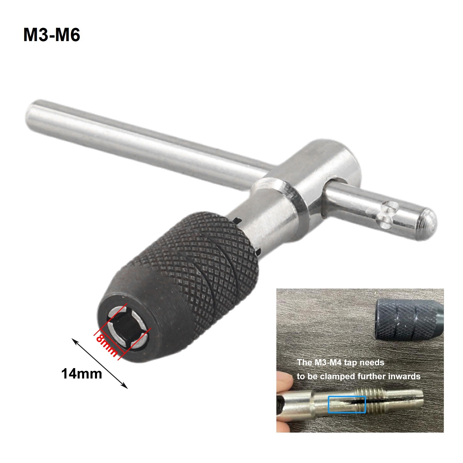 Ratchet Tap Tap Wrench Adjustable T Type Chrome Vanadium Steel Hand Thread M5-M8 - Picture 20 of 37