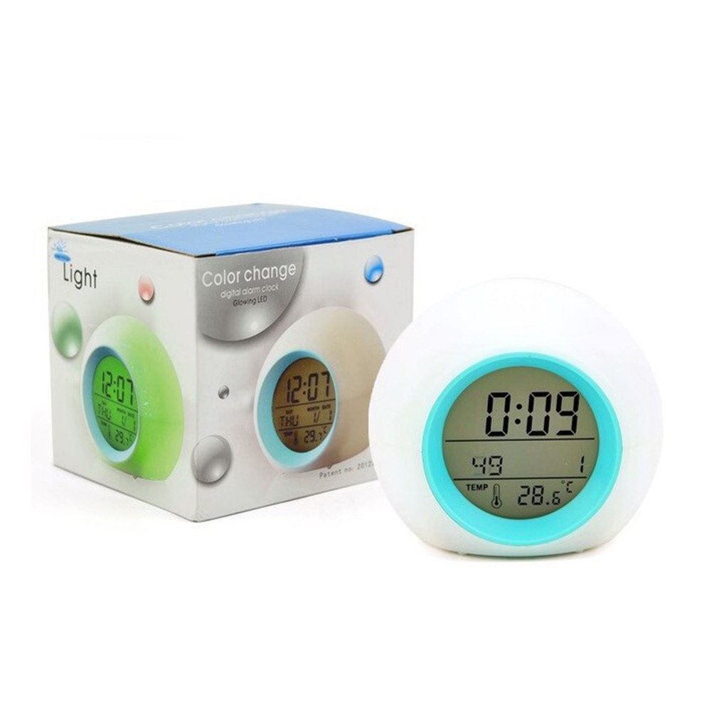 Reloj Despertador LED para Niños con Luz Nocturna de 7 Colores y Funcionamiento a Batería - Imagen 23 de 29