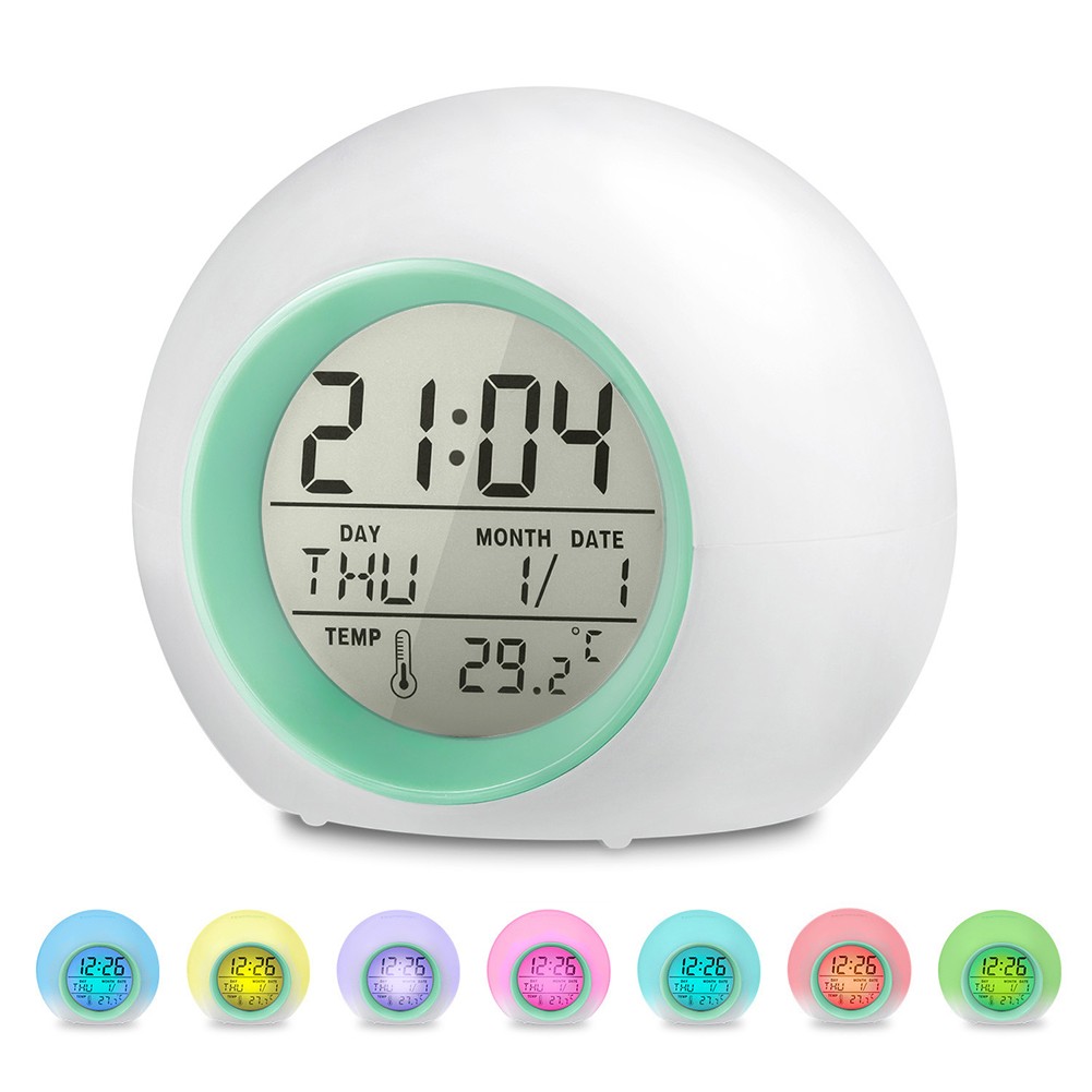 Reloj Despertador LED para Niños con Luz Nocturna de 7 Colores y Funcionamiento a Batería - Imagen 17 de 29