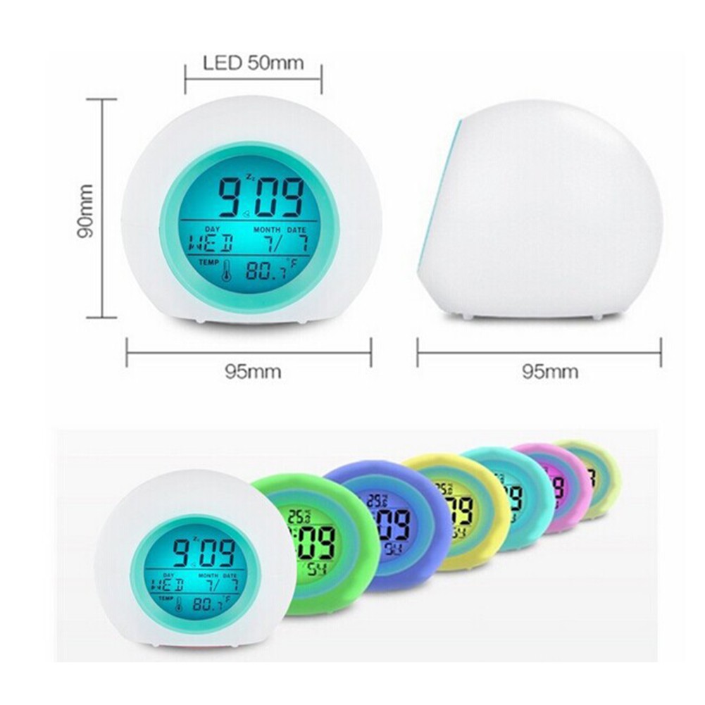 Reloj Despertador LED para Niños con Luz Nocturna de 7 Colores y Funcionamiento a Batería - Imagen 25 de 29