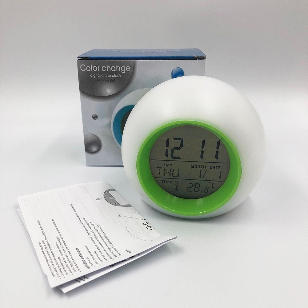 Reloj Despertador LED para Niños con Luz Nocturna de 7 Colores y Funcionamiento a Batería - Imagen 15 de 29