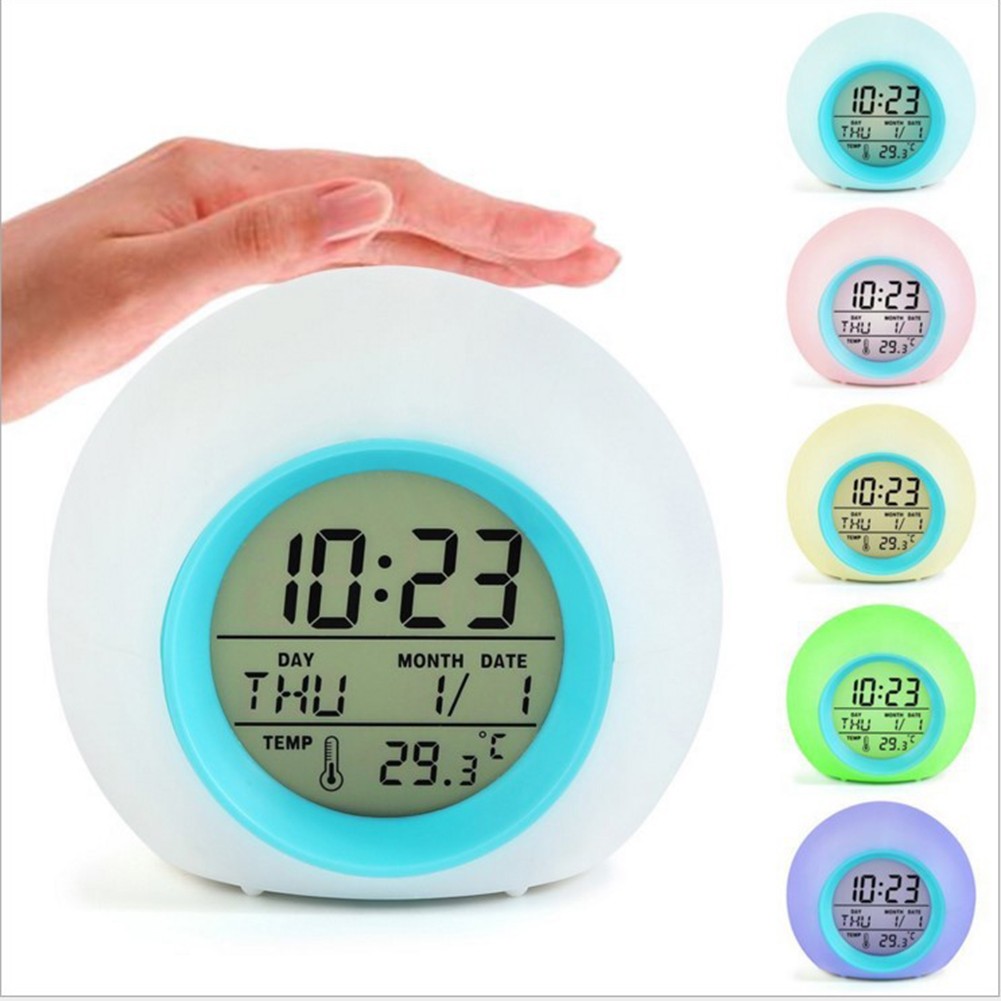 Reloj Despertador LED para Niños con Luz Nocturna de 7 Colores y Funcionamiento a Batería - Imagen 20 de 29