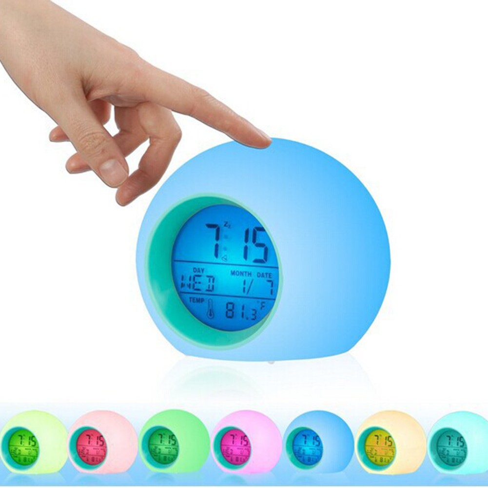 Reloj Despertador LED para Niños con Luz Nocturna de 7 Colores y Funcionamiento a Batería - Imagen 14 de 29