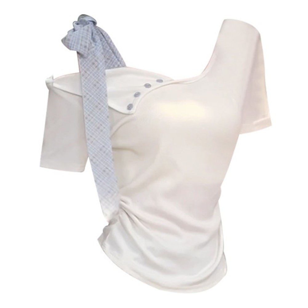 T-shirt femme mode nœud papillon épaules dénudées pour vêtements quotidiens - Picture 15 of 36
