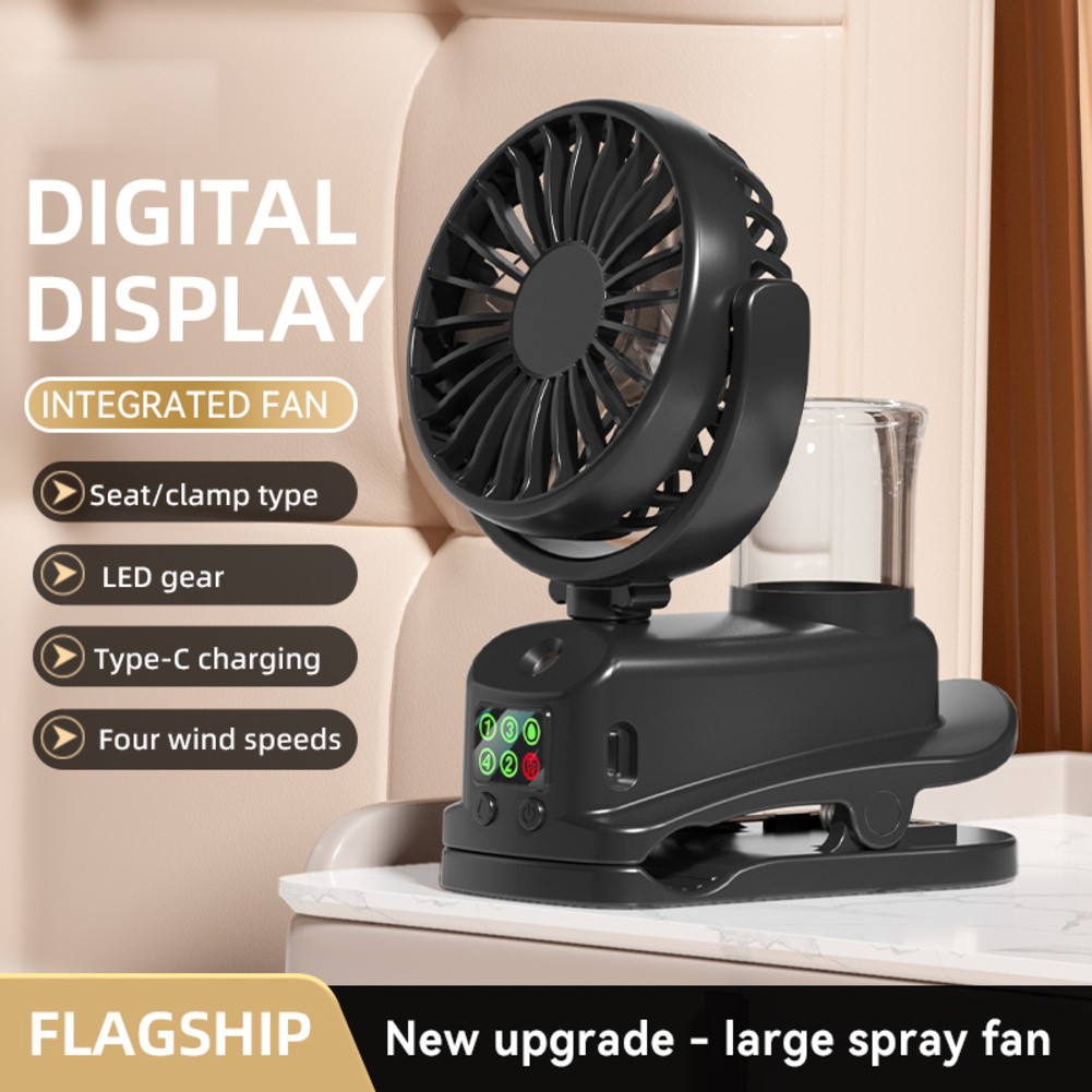 Mini Aufsteckventilator 4 Geschwindigkeiten Nebelfunktion 360 Grad verstellbar f - Photo 6/14
