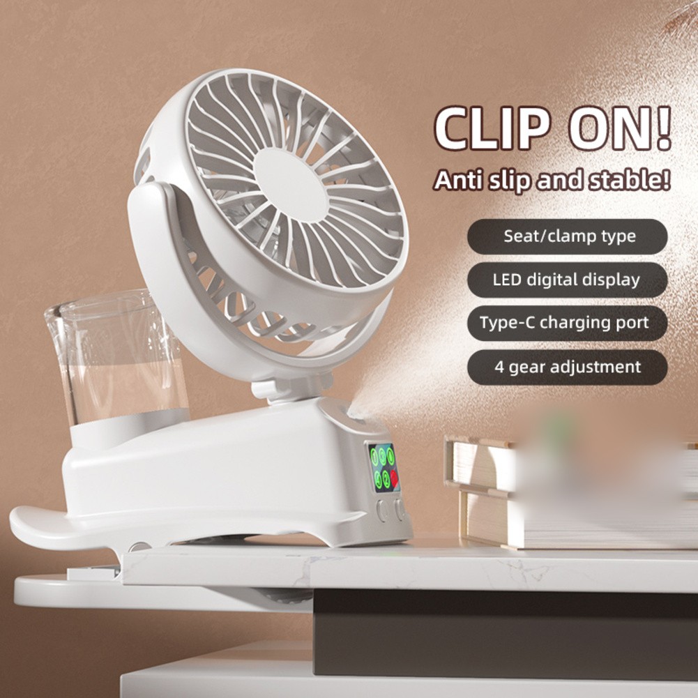 Portable Clip on Misting Fan with 4 Speeds and 360 Degree Airflow Adjustment - Photo 2/14